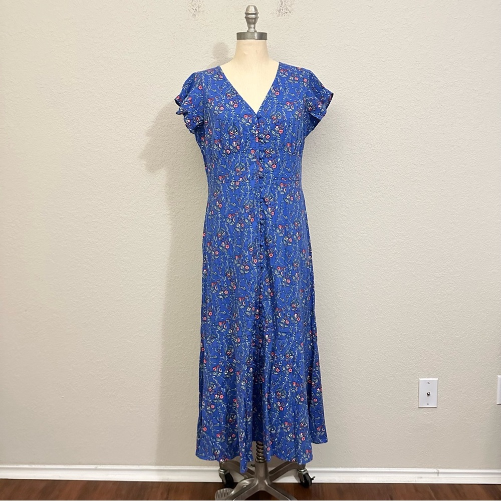 LOFT Blue Floral Pattern Dress